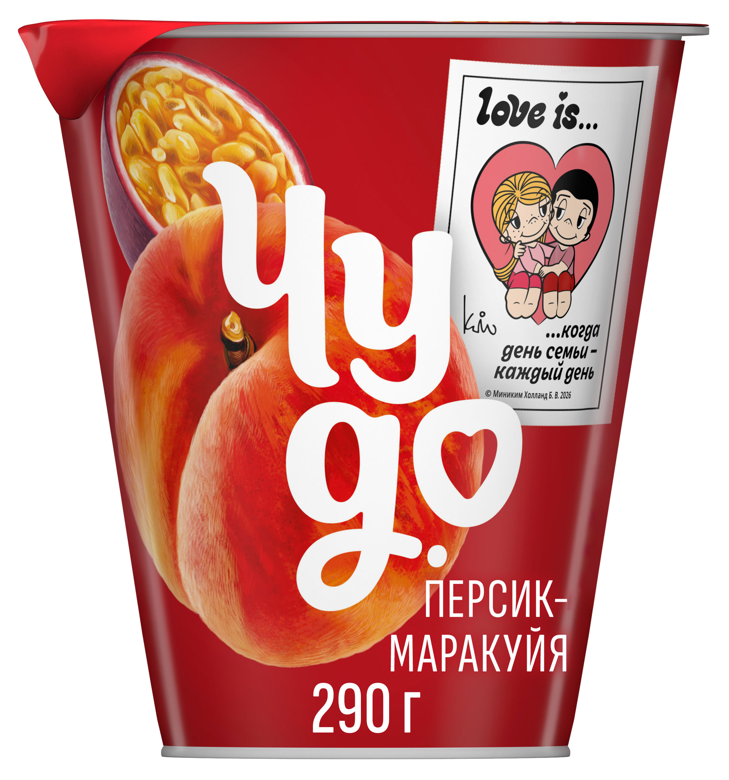 Йогурт Чудо вязкий живой Персик-Маракуйя 2% БЗМЖ, 290 г