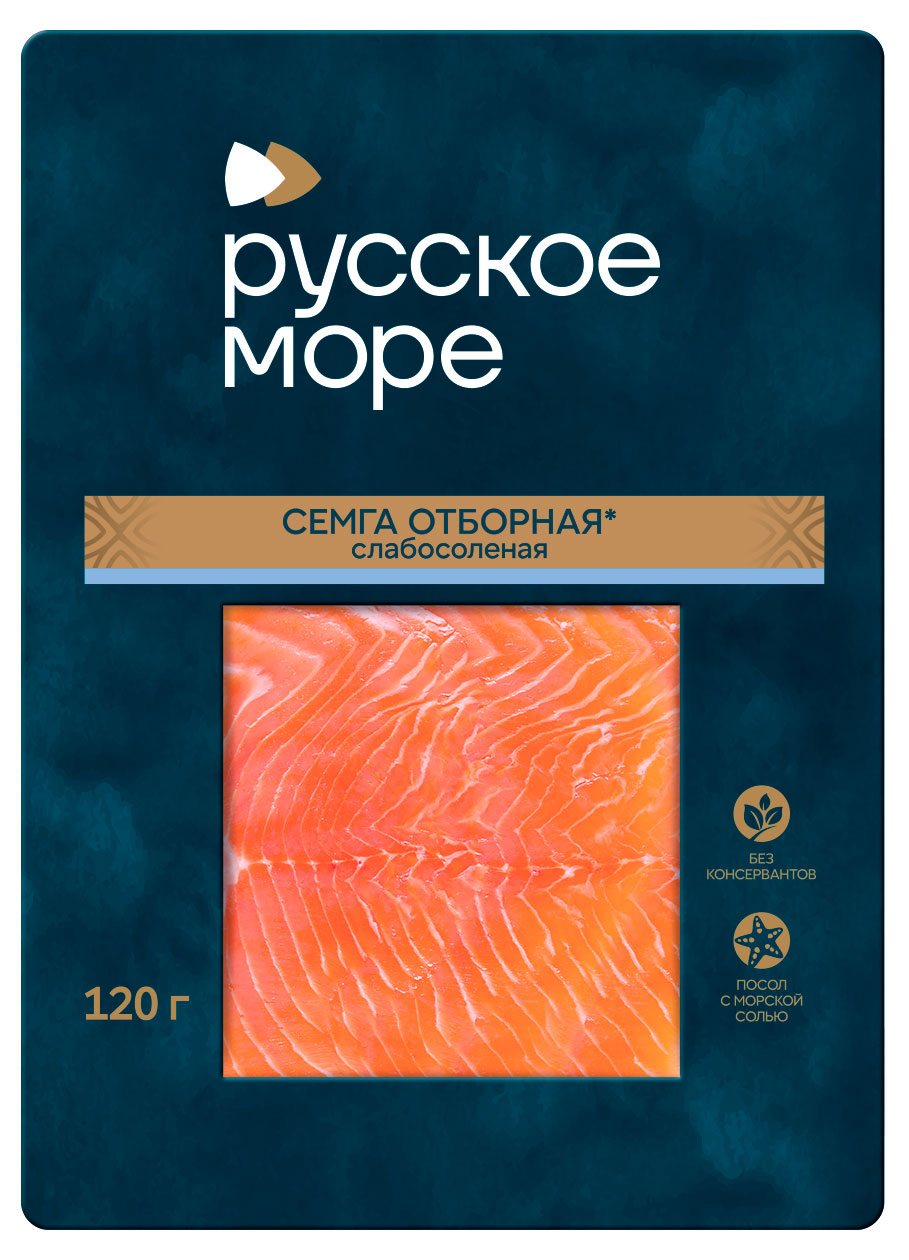 Семга Русское море слабосоленая филе-ломтики, 120 г