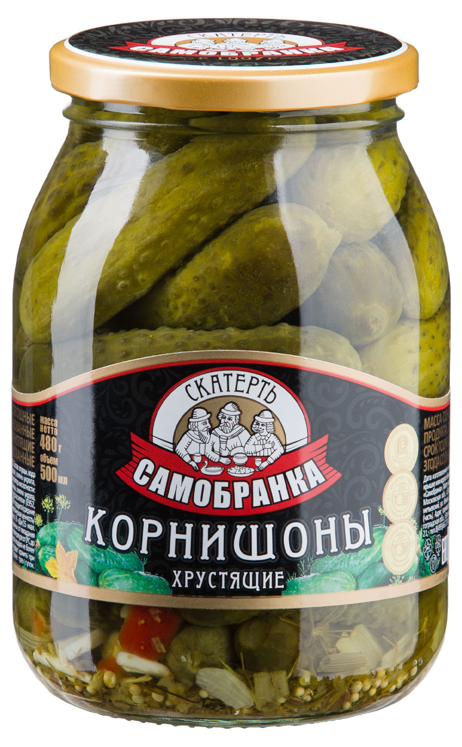 Корнишоны маринованные Скатерть-Самобранка, 500 мл