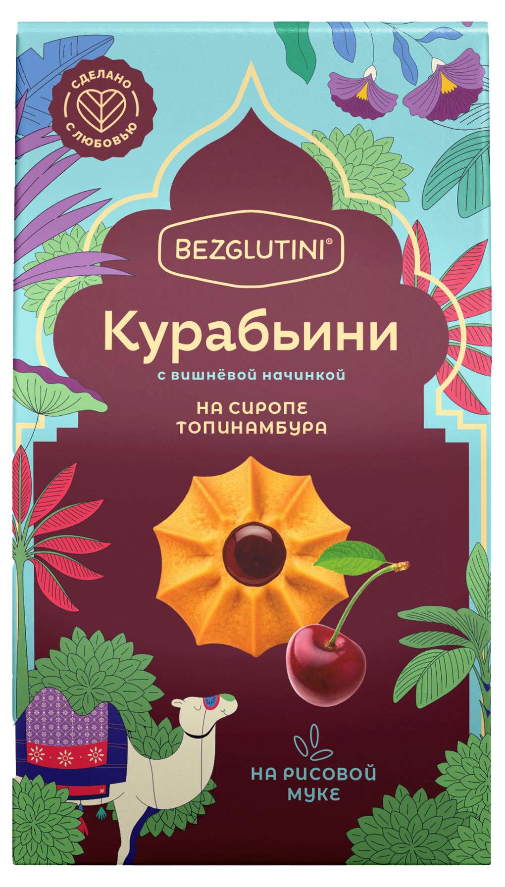 Печенье сдобное Bezglutini Курабьини с вишневой начинкой на сиропе томинамбура, 85 г
