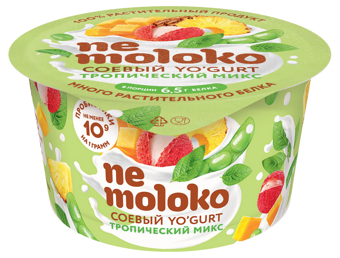 Соевый йогурт Nemoloko тропический микс для детей старше 3х лет без глютена и лактозы 5% охлажденный, 130 г