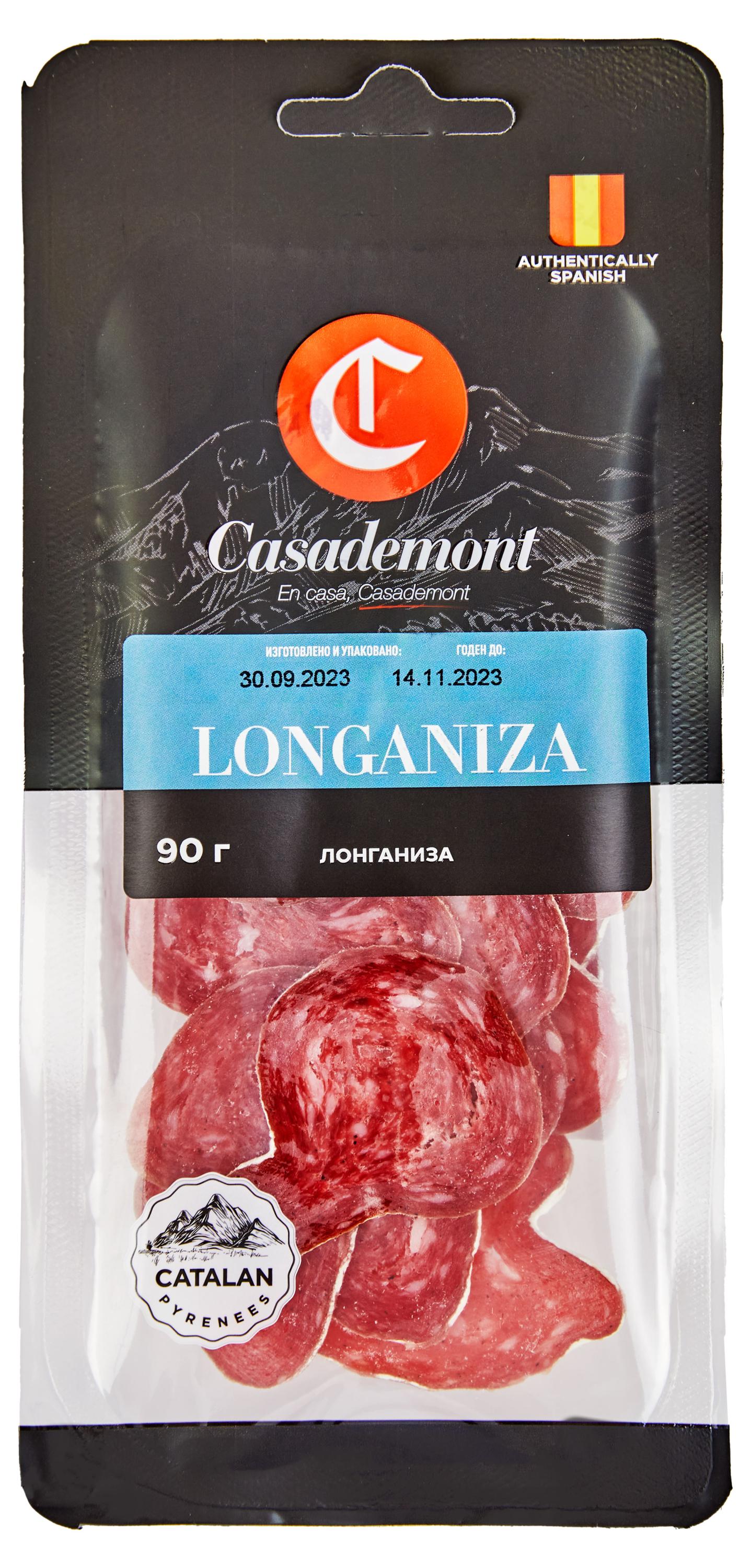 Колбаса сыровяленая Casademont Longaniza Лонганиза с белой плесенью нарезка, 90 г