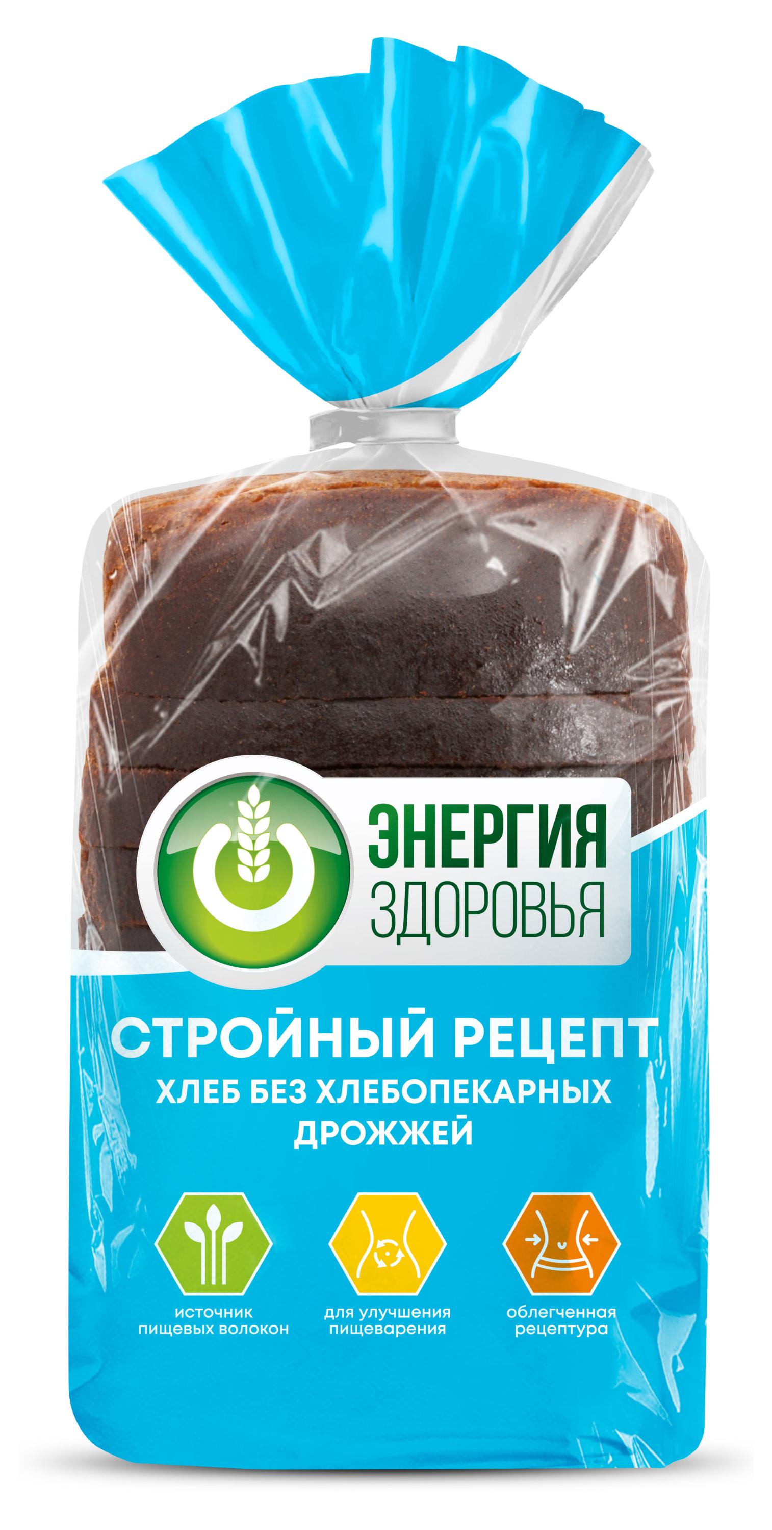 Хлеб ржано-пшеничный серый Хлебный Дом Энергия здоровья Стройный рецепт без дрожжей нарезка, 350 г