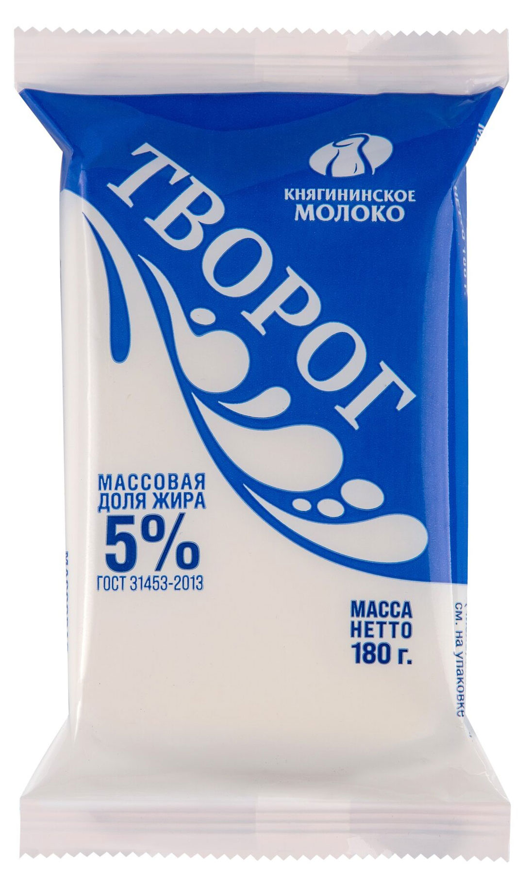 Творог классический Княгинино Княгининское молоко брикет 5% ГОСТ БЗМЖ, 180 г