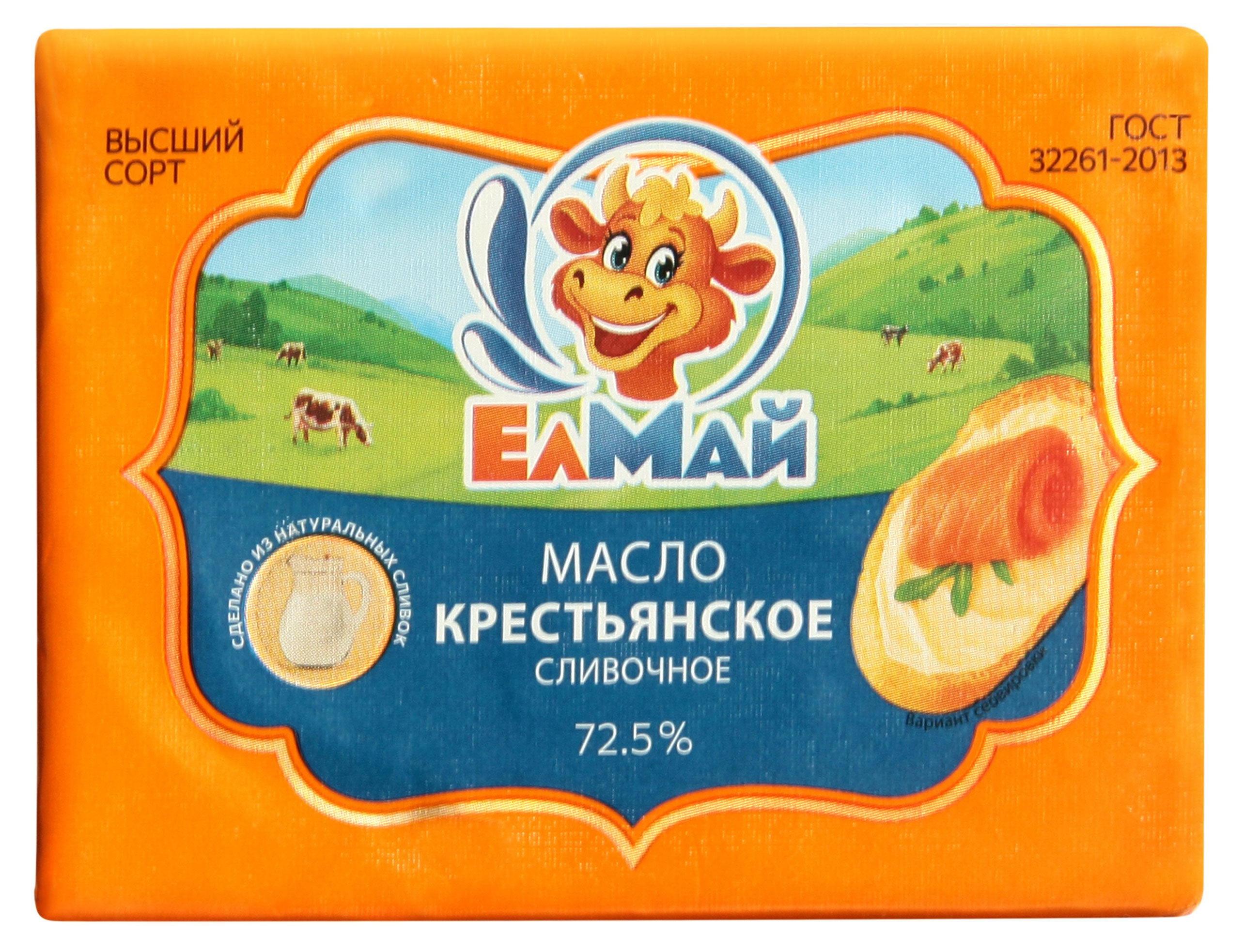 Масло сливочное Елмай Крестьянское халяль 72,5% БЗМЖ, 160 г