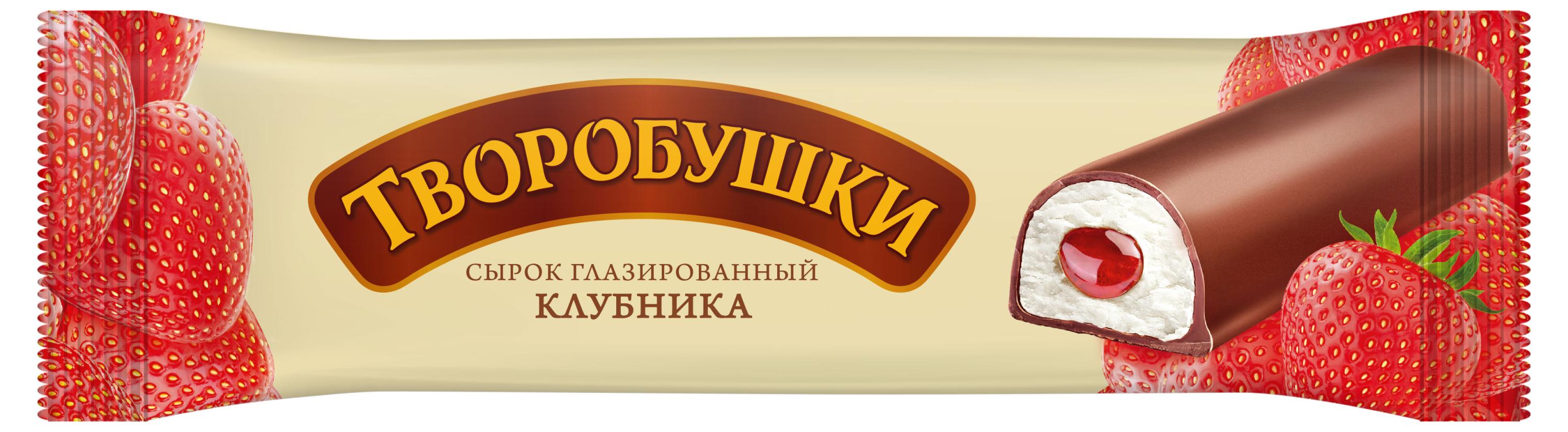 Сырок глазированный творожный Творобушки клубника батончик БЗМЖ 20% Беларусь, 40 г