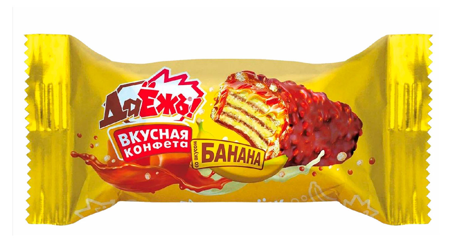 Конфеты ДАЕЖЪ со вкусом банана, карамелью и криспи, вес