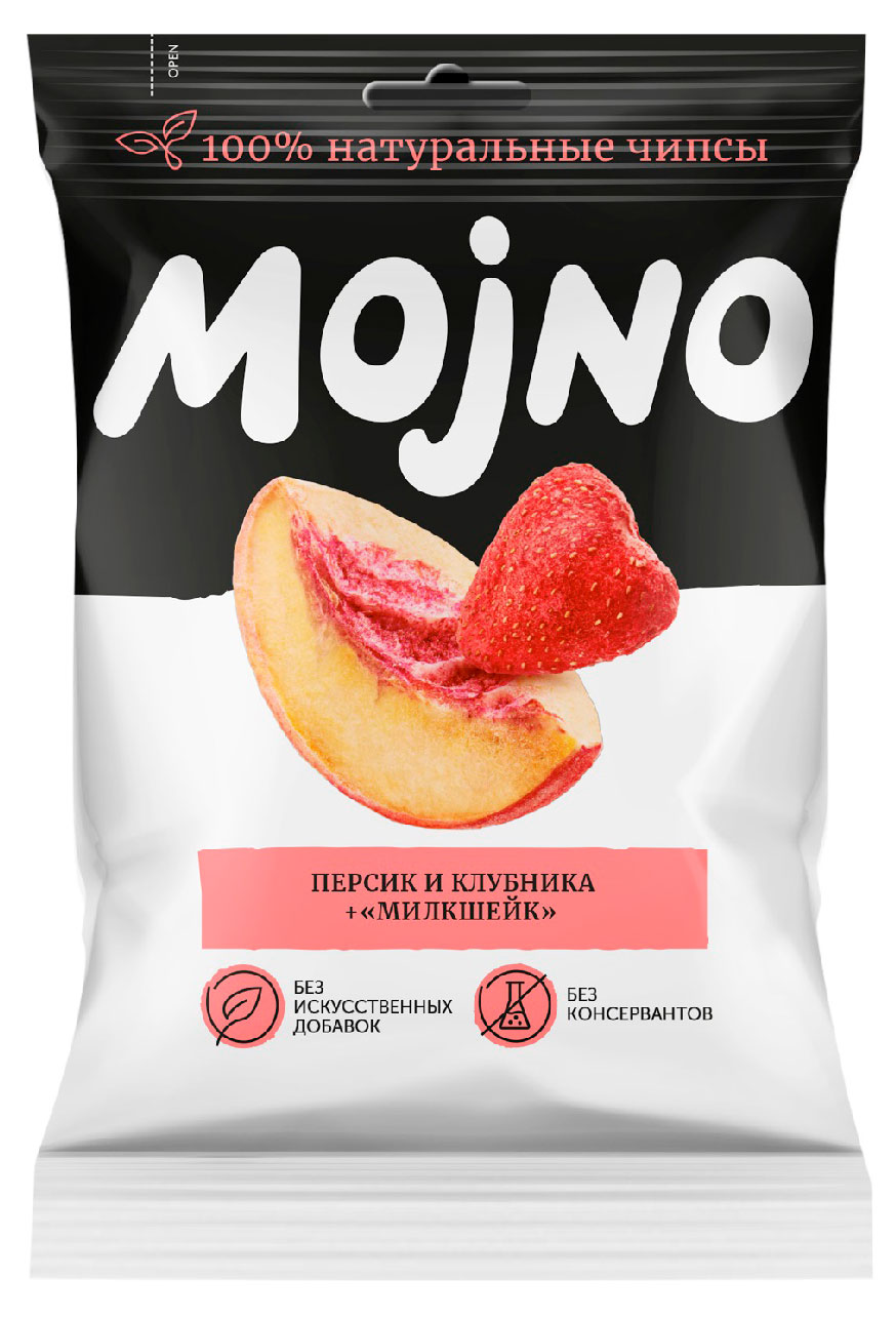 Чипсы натуральные Mojno Милкшейк из персика и клубники, 50 г
