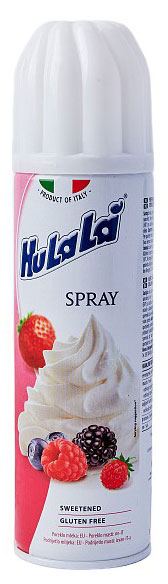 Крем взбитый Hulala Spray растворимый с сахаром без глютена баллон 24% ЗМЖ Италия, 250 г