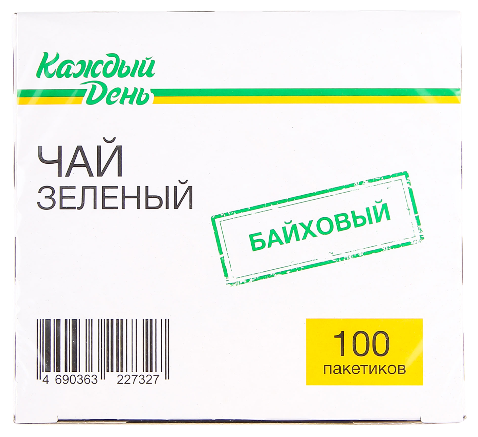 Чай зеленый Каждый день байховый в пакетиках, 100 шт х 1,5 г