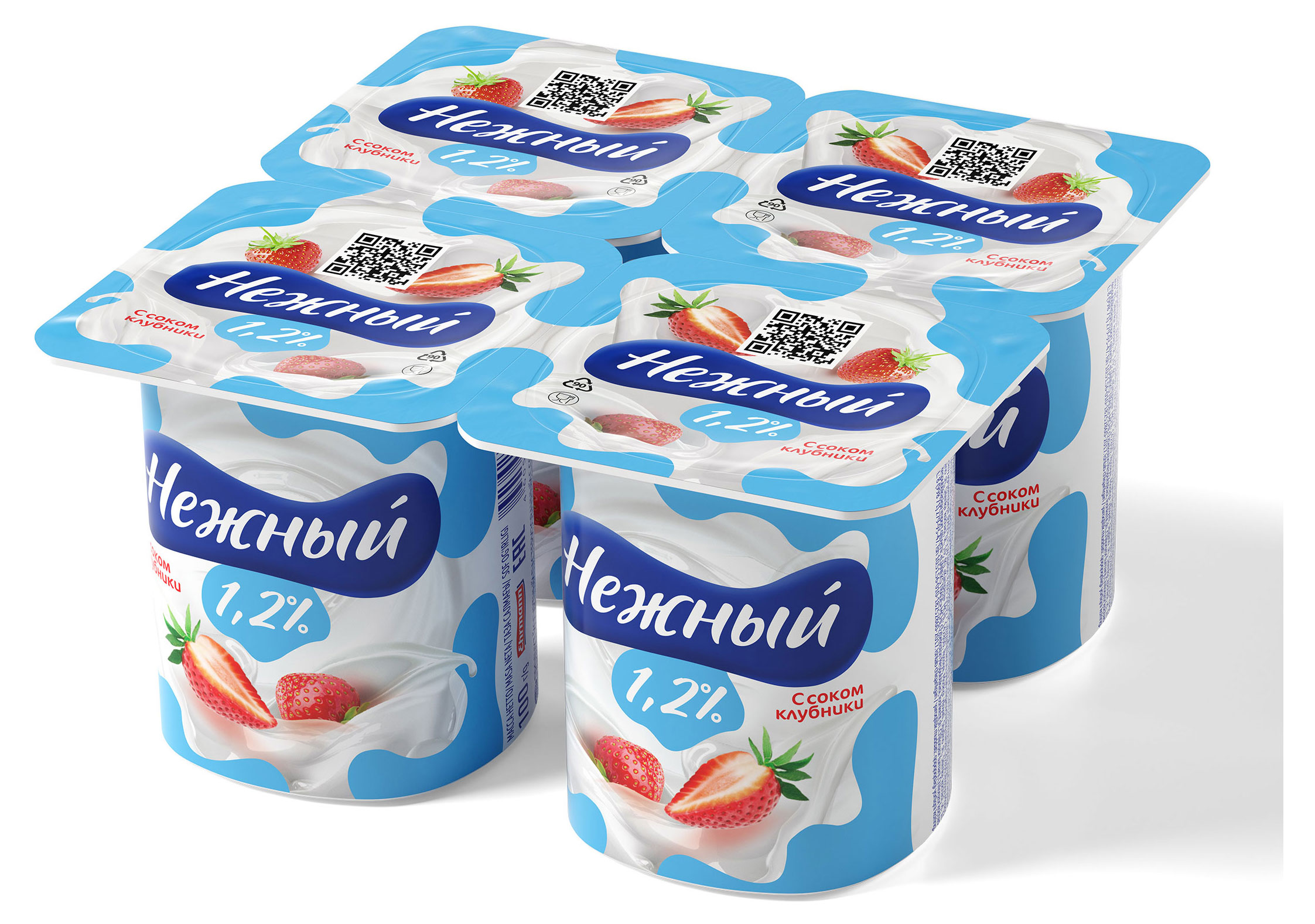 Йогуртный продукт густой ложковый Нежный с соком клубники 1,2%, 100 г