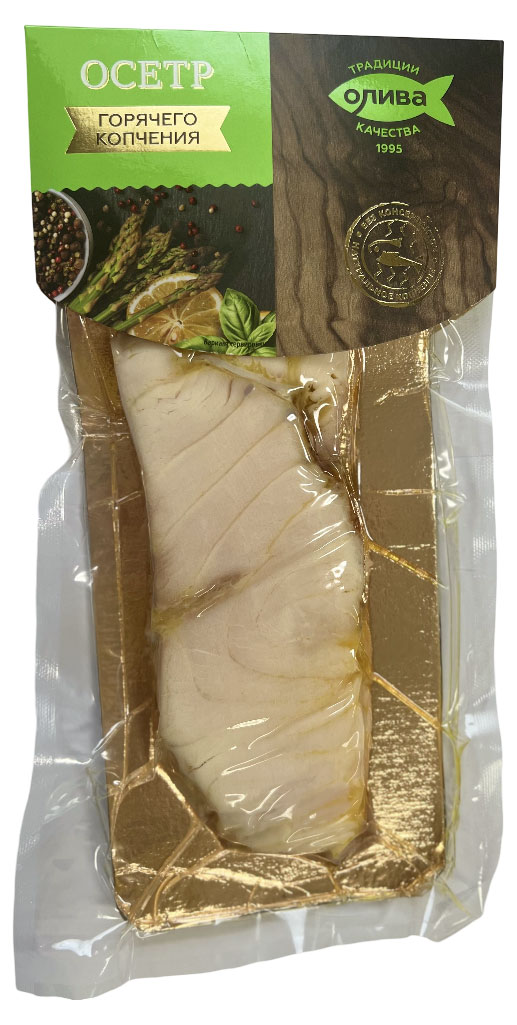 Осетр Олива кусок горячего копчения, 200 г