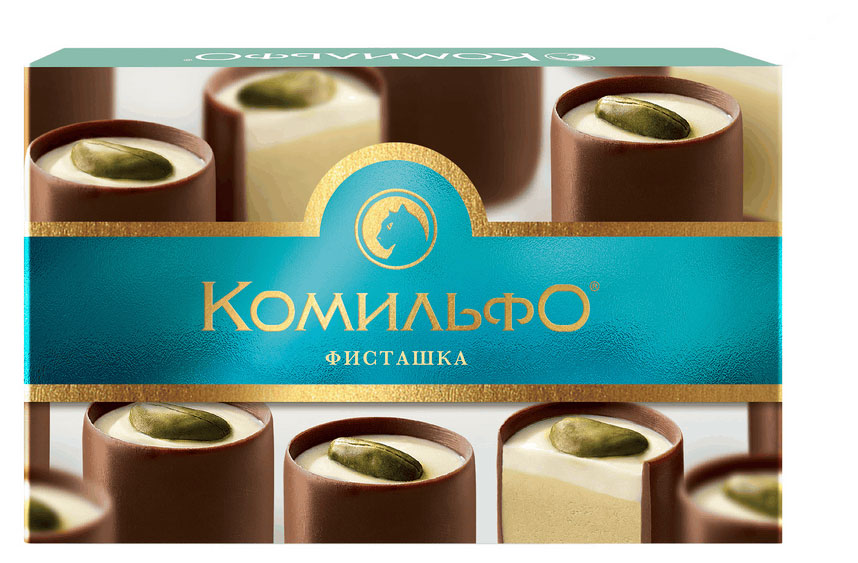 Конфеты Комильфо шоколадные с двухслойной начинкой со вкусом фисташки, 116 г