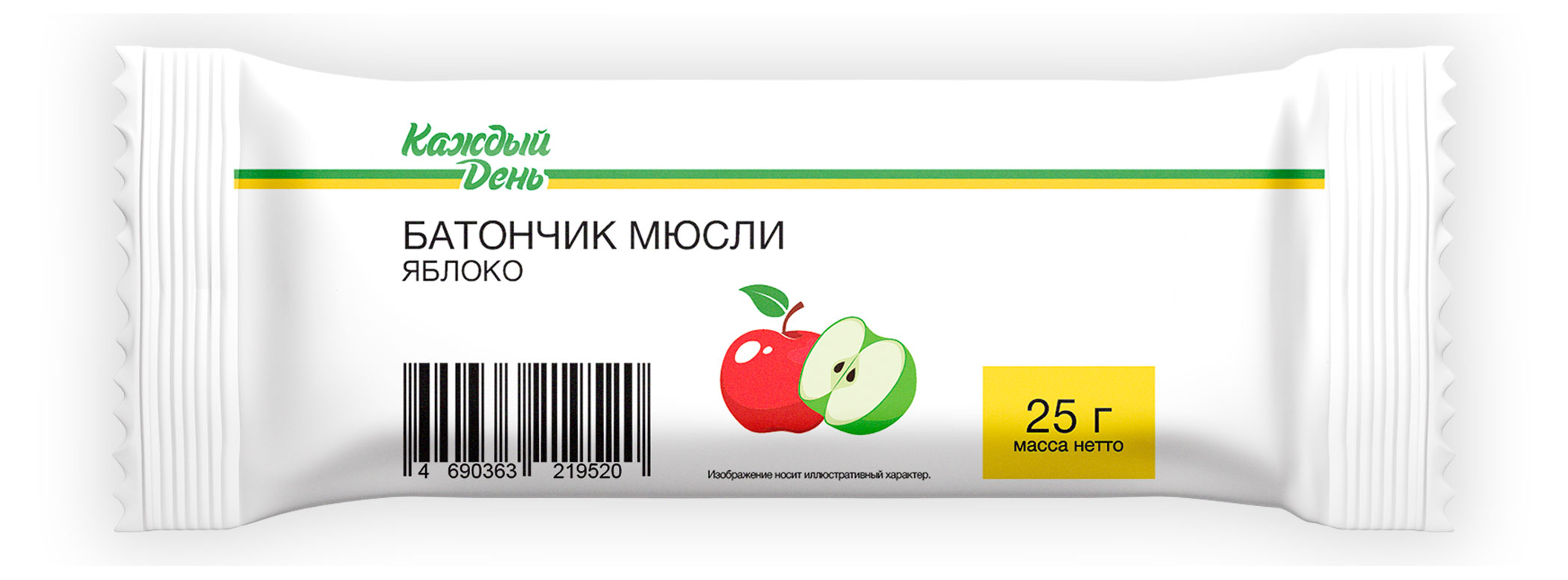 Батончик мюсли Каждый день с яблоком, 25 г