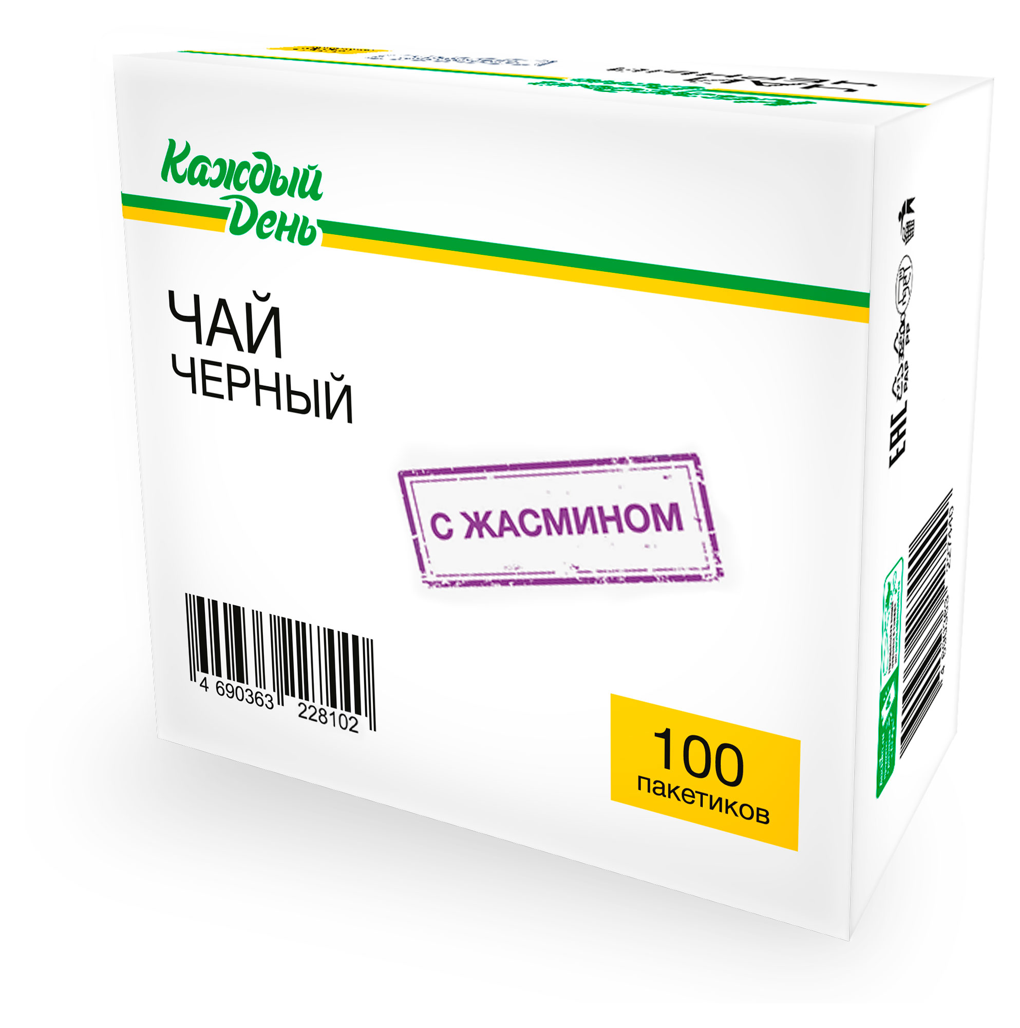 Чай зеленый Каждый день с жасмином, 100х1,5 г