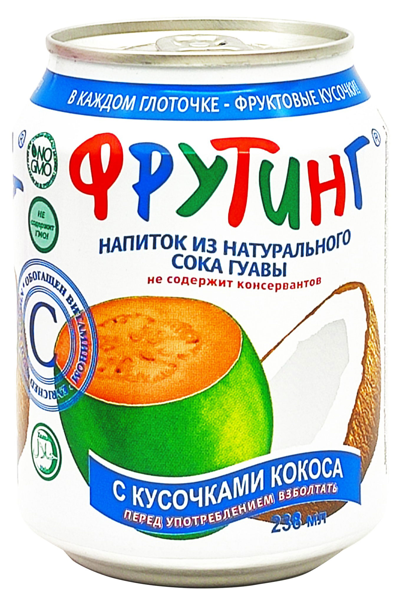Напиток сокосодержащий Fruiting из сока гуавы с кусочками кокоса Корея, 238 мл