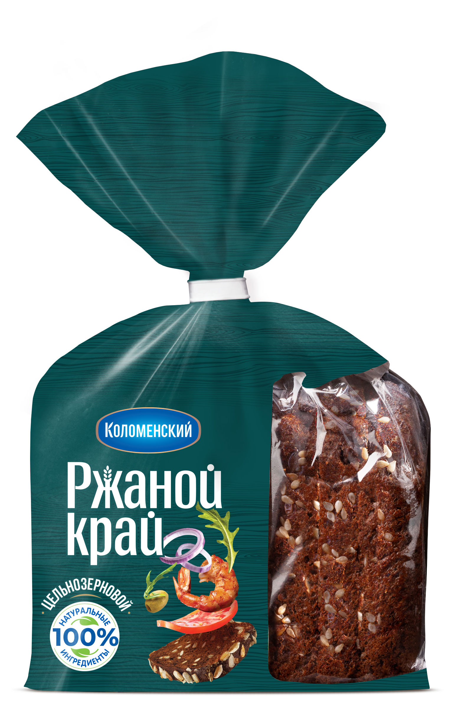 Хлеб ржано-пшеничный Коломенский Ржаной край Цельнозерновой солодовый с семечками без добавления сахара нарезка, 300 г