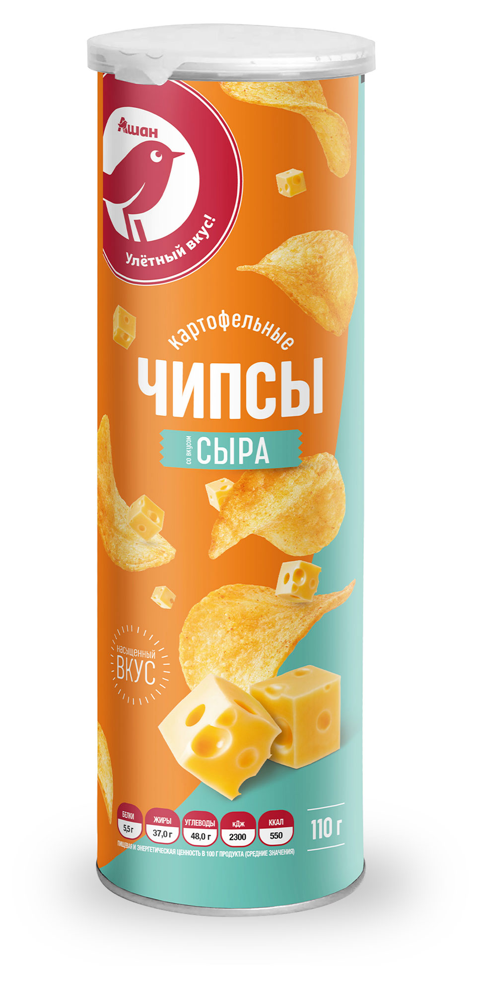 Чипсы картофельные АШАН Красная птица во вкусом сыра, 110 г