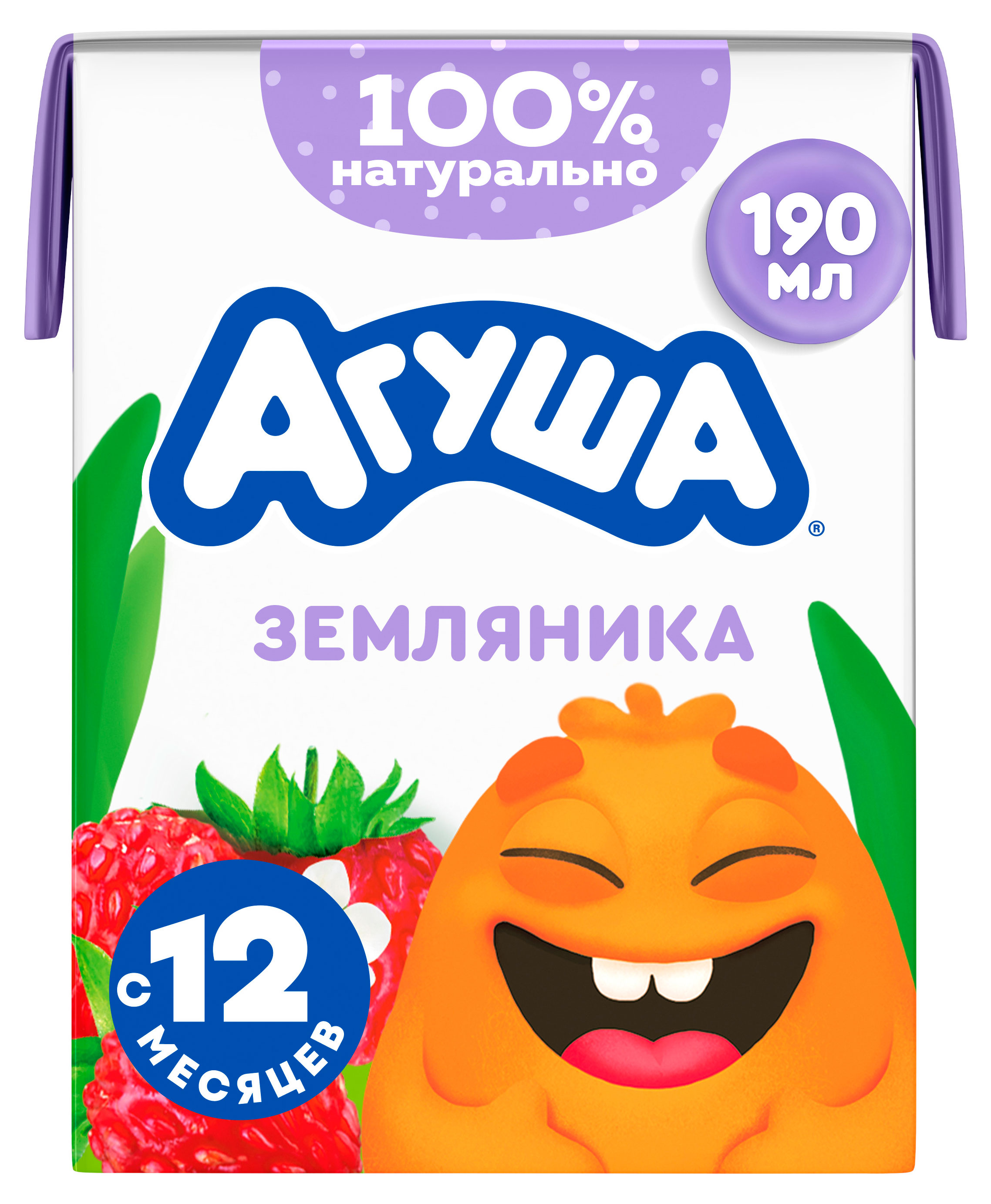 Коктейль молочный детский Агуша Земляника с ягодным соком 2% БЗМЖ с 12 мес, охлажденный, 190 мл