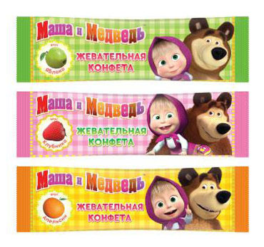 Конфета жевательная Маша и медведь ассорти вкусов, 11 г