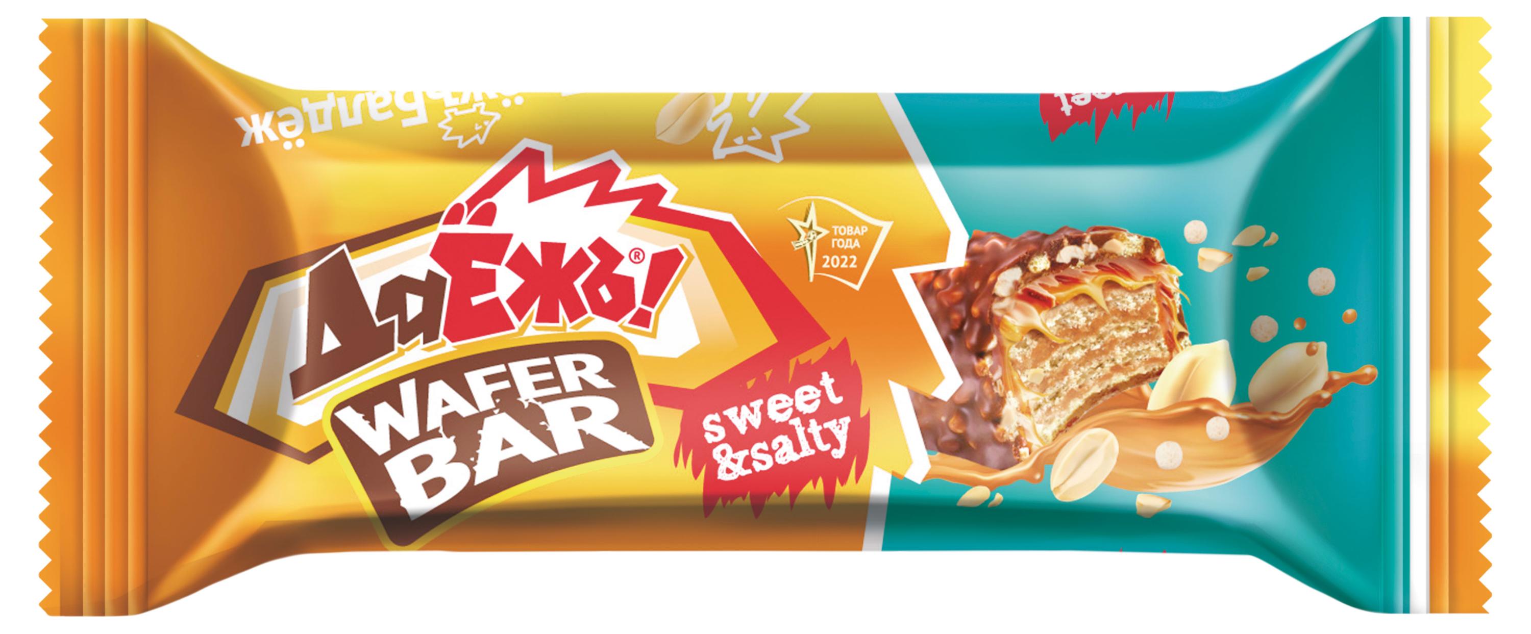 Конфеты ДАЕЖЪ WAFER BAR с карамелью, арахисом и солеными кранчами, 40 г