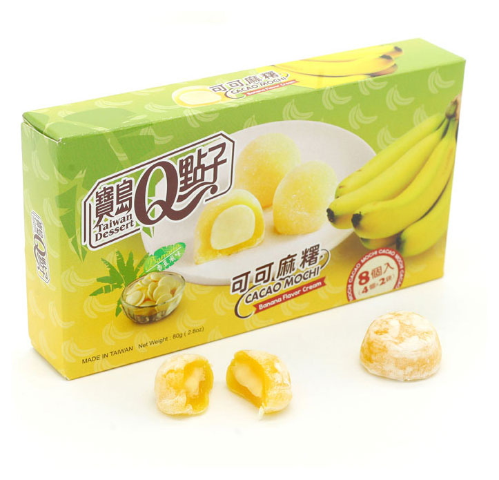 Пирожное рисовое Qidea Какао-моти с бананом Китай, 80 г