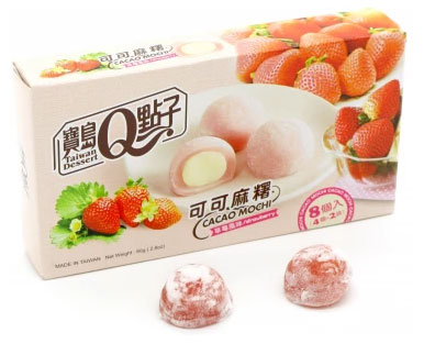 Пирожное рисовое Qidea Какао-моти с клубникой Китай, 80 г