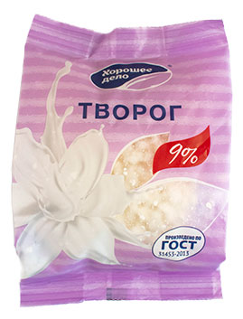 Творог классический Хорошее дело в пакете 9% ГОСТ БЗМЖ, 300 г