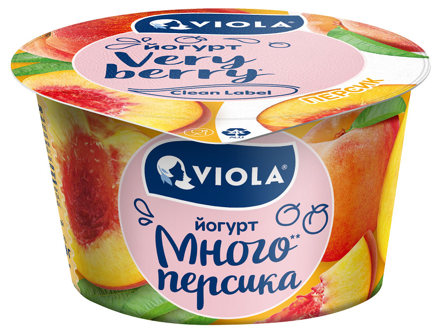 Йогурт густой ложковый Viola Very Berry Много персика с персиком 2.6%, 180 г