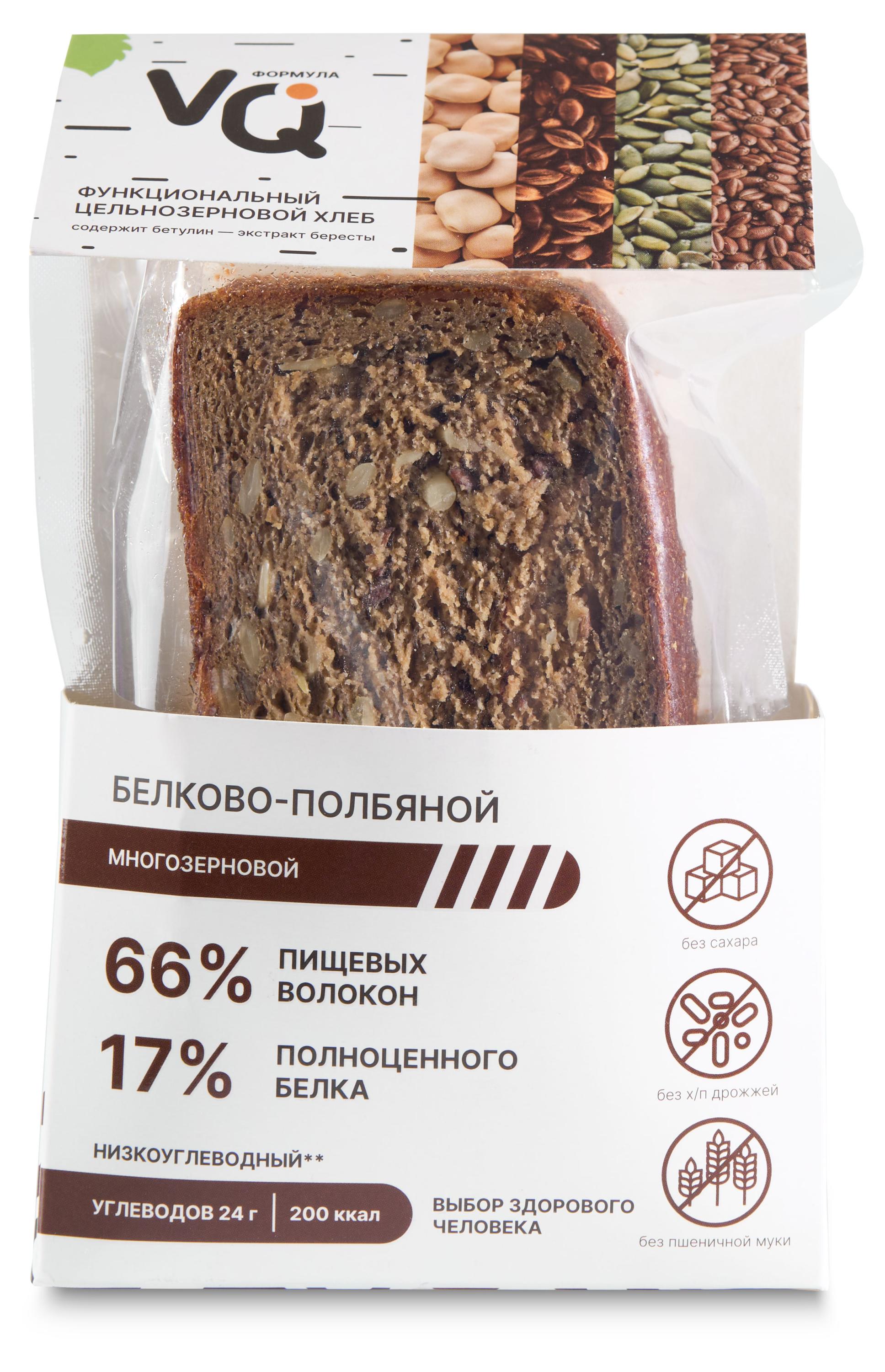 Хлеб белково-полбяной VQ формула Многозерновой бездрожжевой без добавления сахара на закваске нарезка, 250 г
