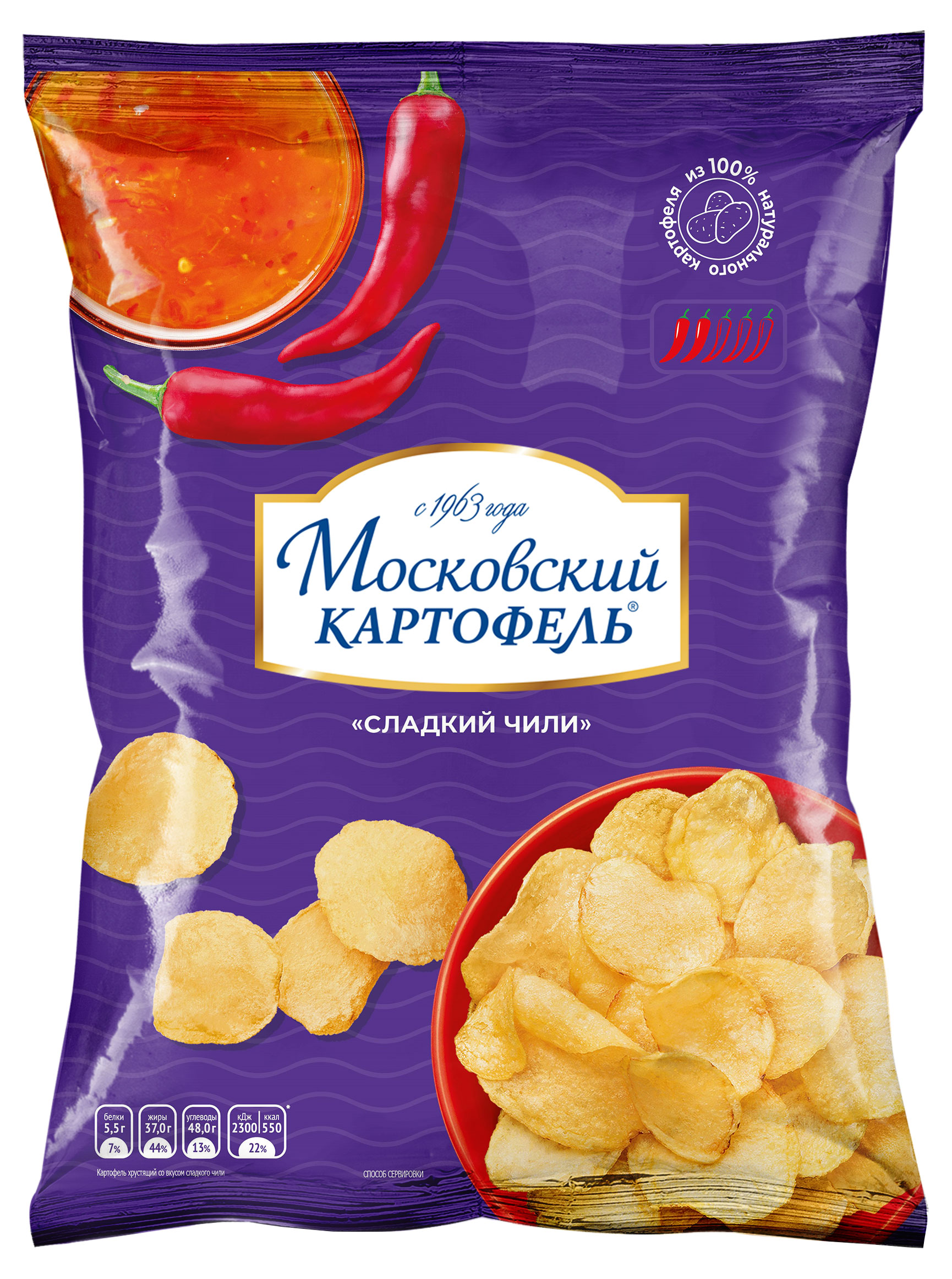 Чипсы картофельные Московский Картофель Сладкий чили, 120 г
