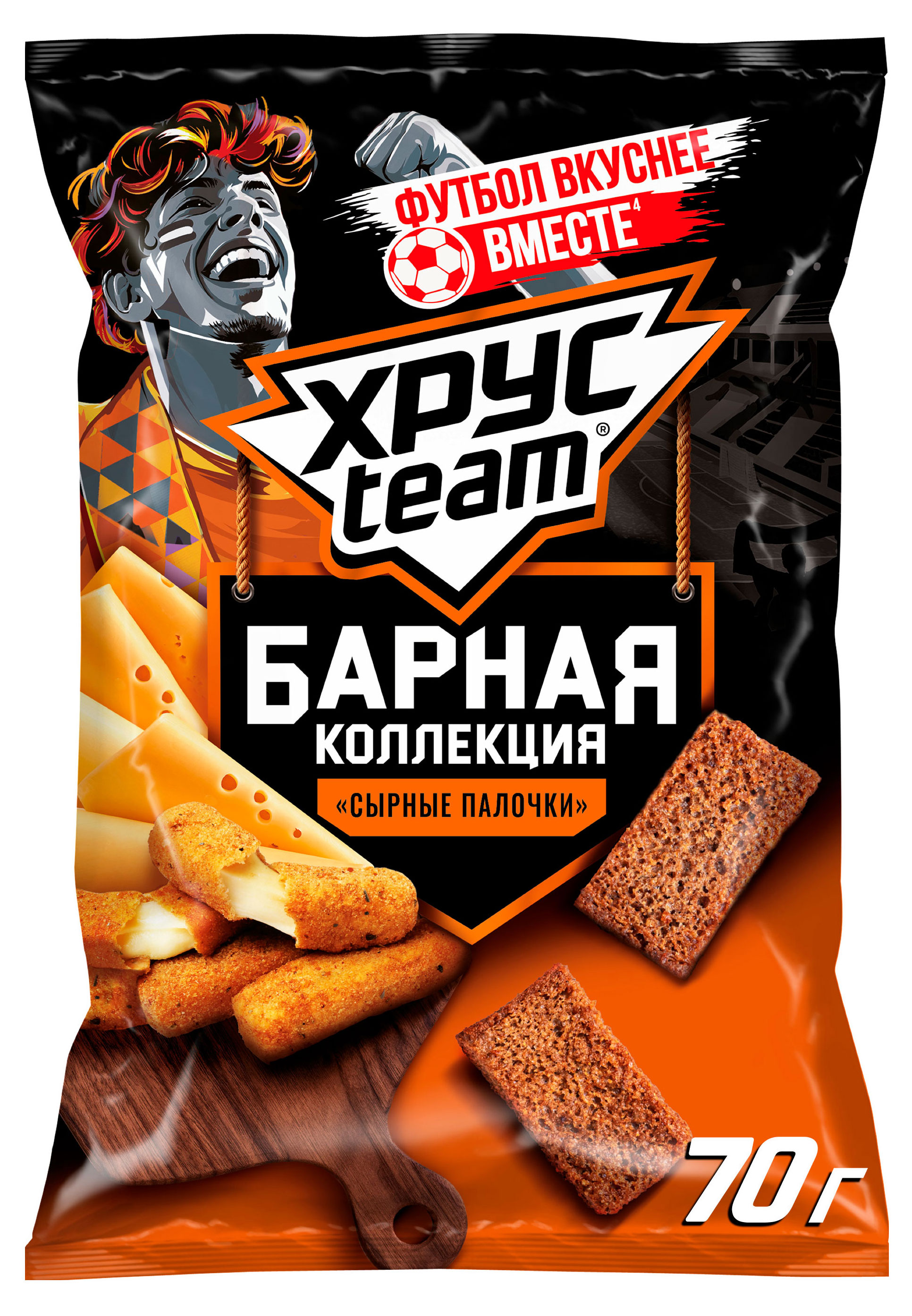 Сухарики ржано-пшеничные Хрусteam Барная коллекция сырные палочки, 70 г