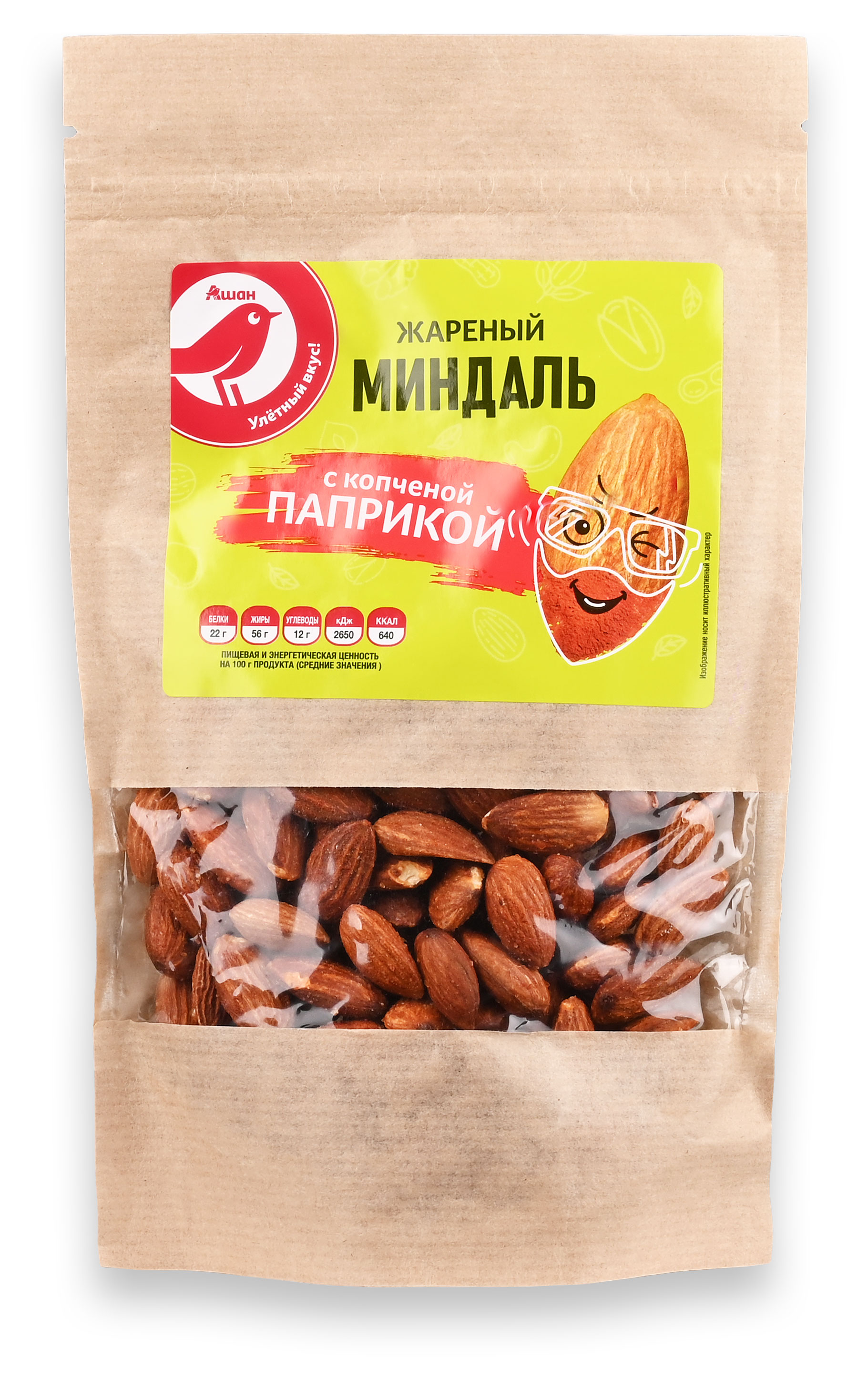 Миндаль АШАН Красная птица жареный с копченой паприкой, 150 г