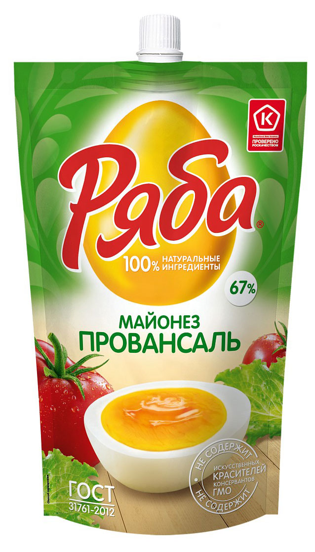 Майонез Ряба Провансаль 67% ГОСТ охлажденный, 350 г