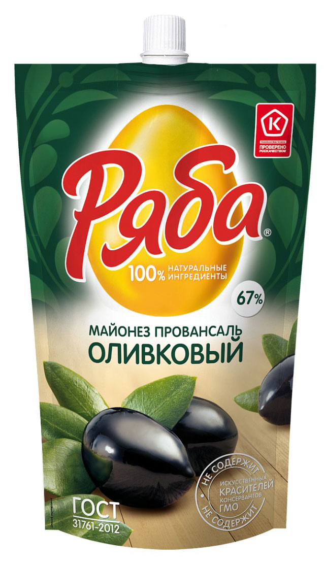 Майонез Ряба Оливковый 67% охлажденный, 330 г