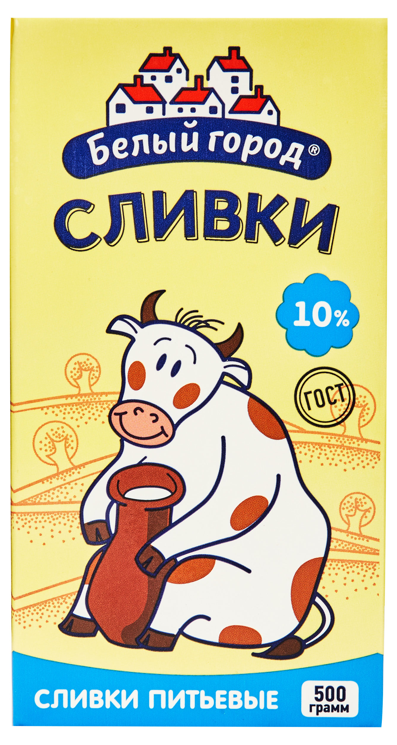 Сливки ультрапастеризованные стерилизованные питьевые Белый Город нормализованные 10% ГОСТ БЗМЖ, 500 г