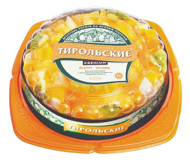 Пирог сладкий бисквитный Тирольские пироги Йогурт-тропик Premium охлажденный, 560 г