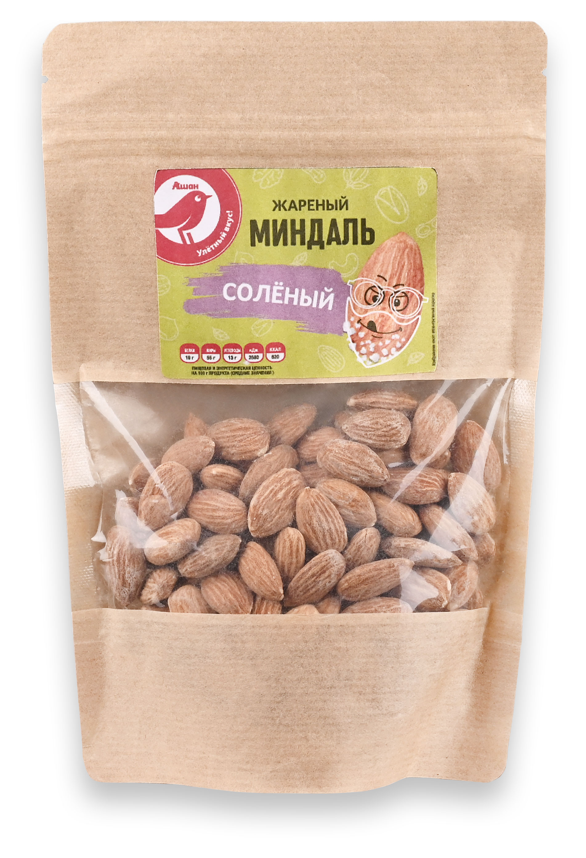Миндаль АШАН Красная птица соленый жареный, 150 г