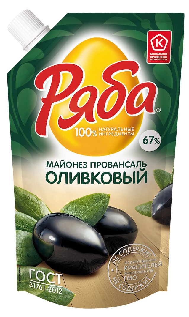 Майонез провансаль Ряба Оливковый охлажденный 67% ГОСТ охлажденный, 192 г