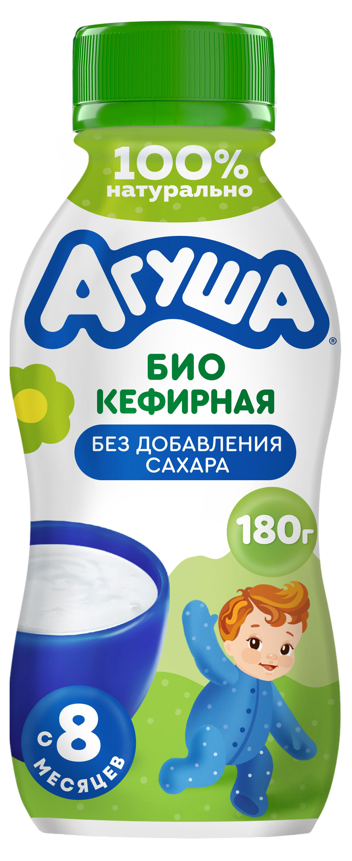 Продукт биокефирный детский Агуша с пробиотиком без добавления сахара для детей 3,1% БЗМЖ с 8 мес, охлажденный, 180 г