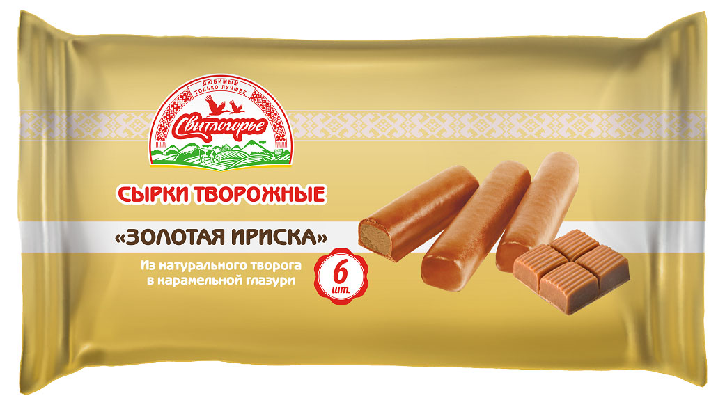 Сырок глазированный творожный Свитлогорье Золотая ириска батончики 6 шт 23% БЗМЖ, 180 г