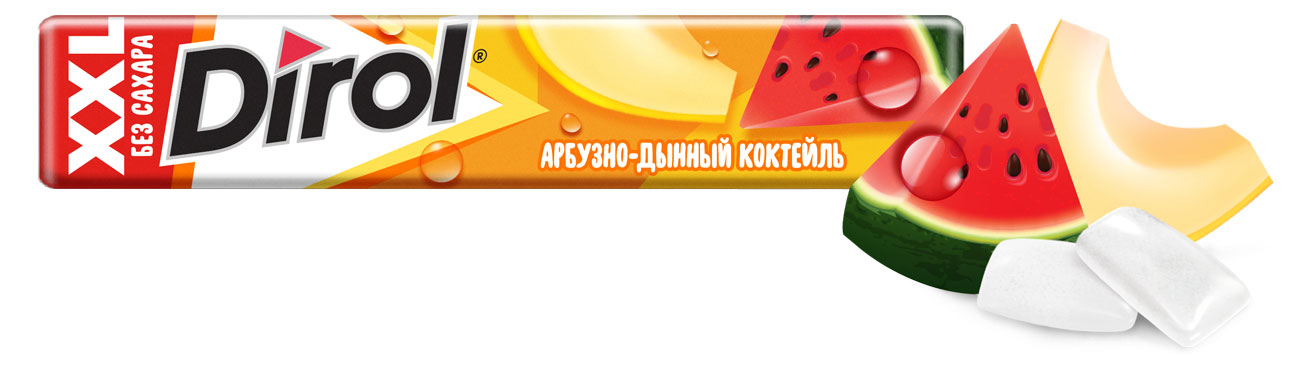 Резинка жевательная Dirol XXL со вкусом арбузно-дынный коктейль, 19 г