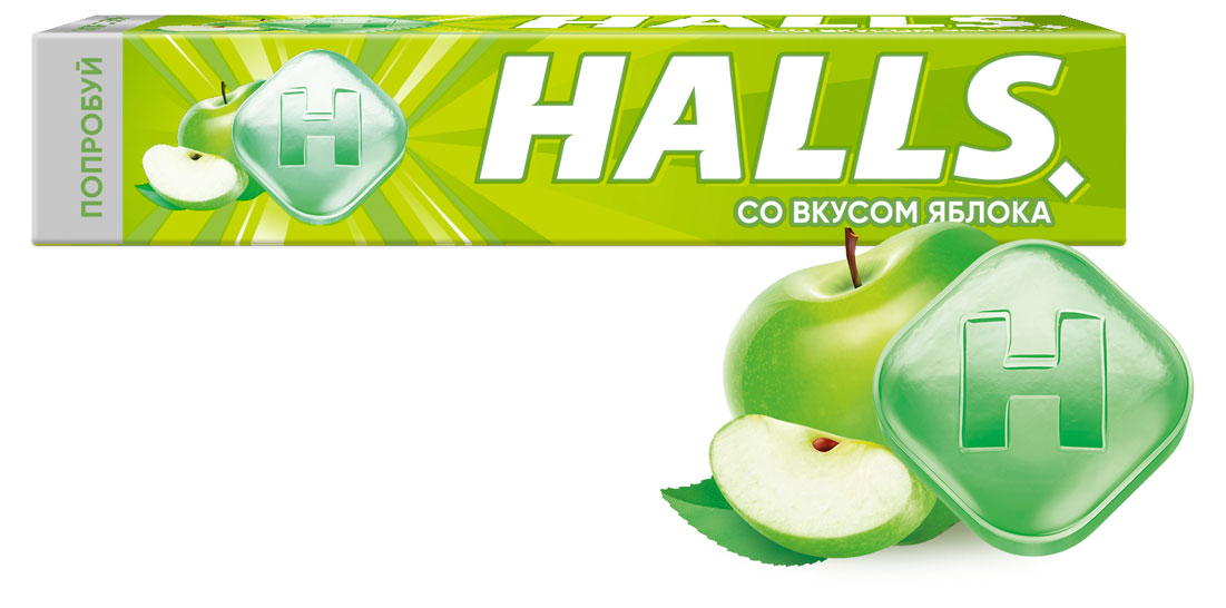Карамель леденцовая Halls со вкусом яблока, 25 г