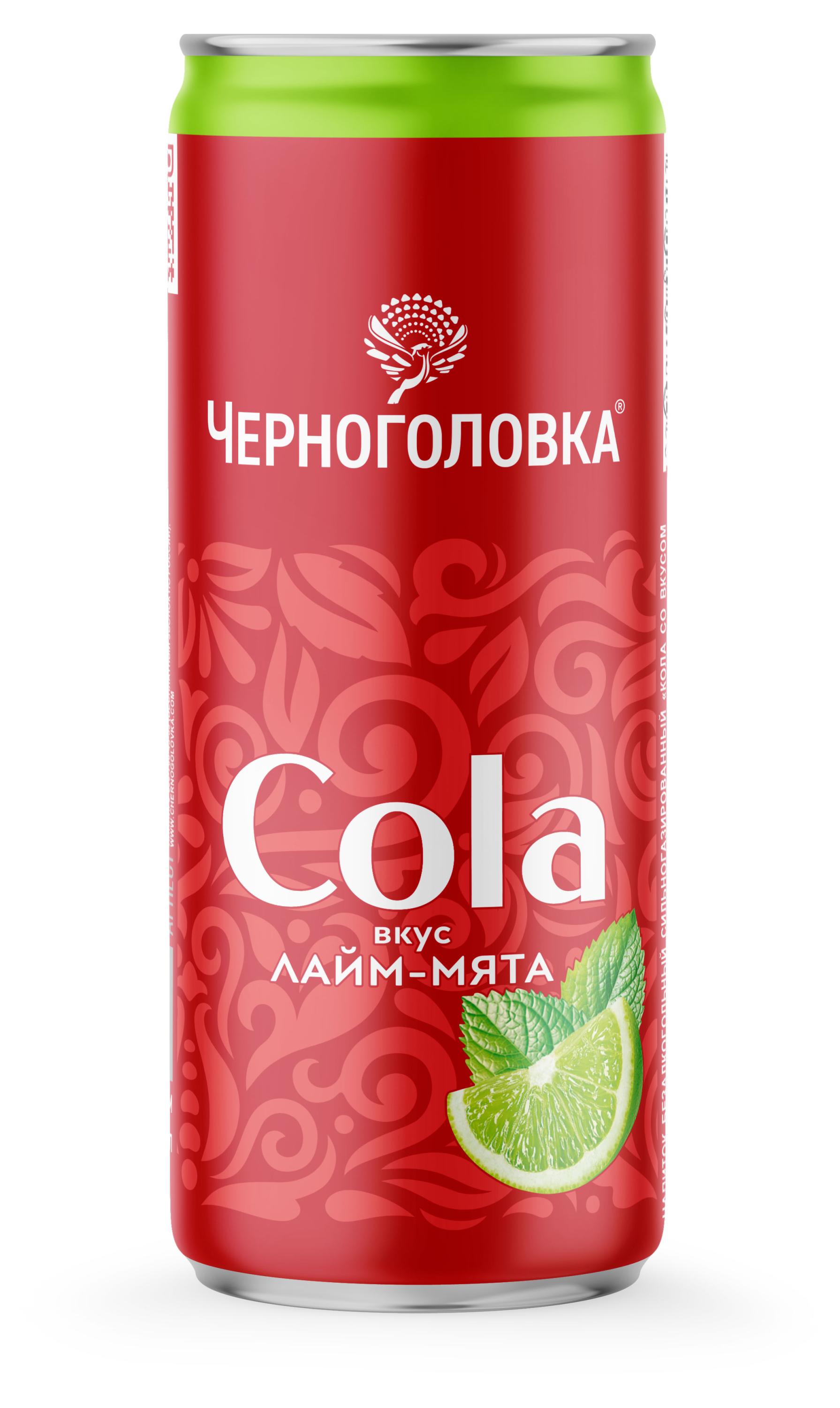 Напиток газированный Черноголовка Кола со вкусом лайма и мяты, 330 мл