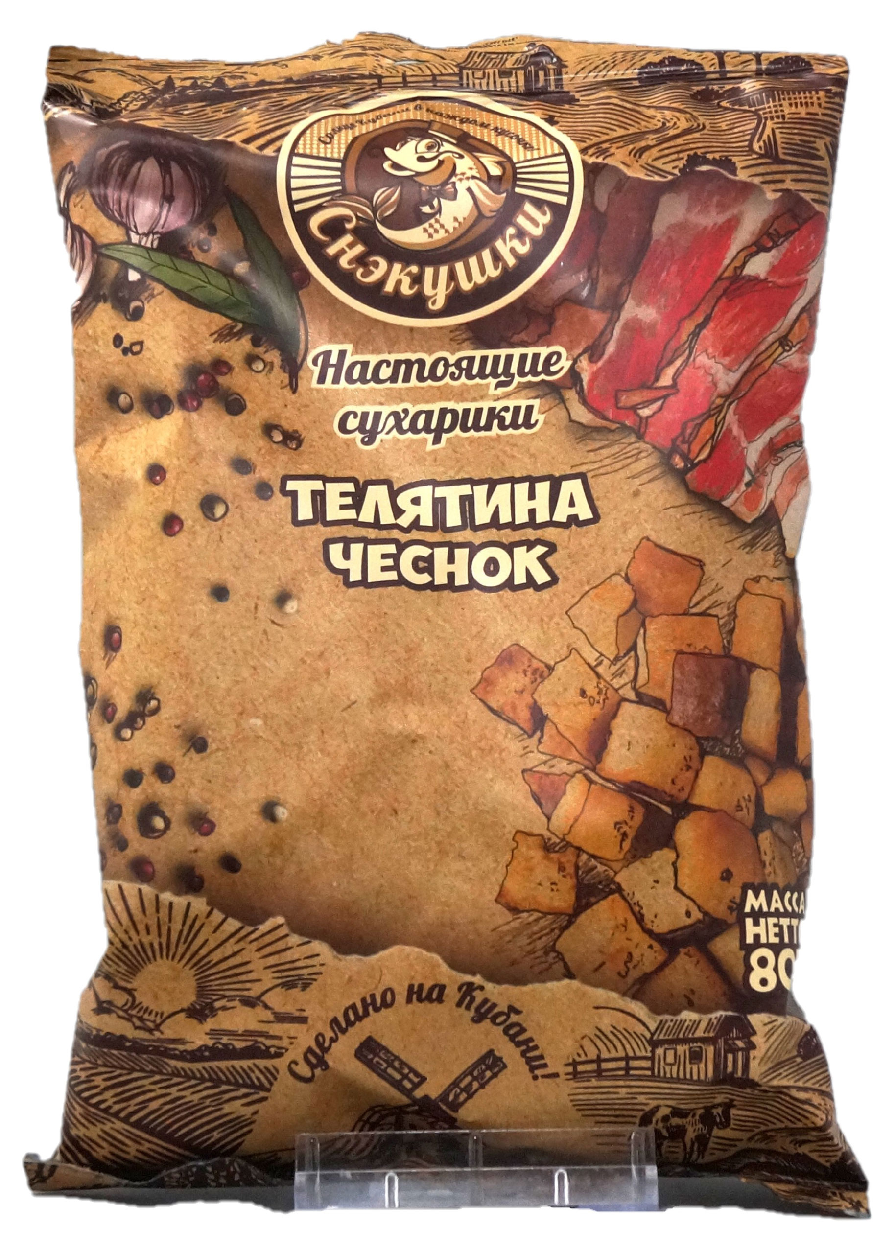 Сухарики Снэкушки телятина и чеснок, 80 г