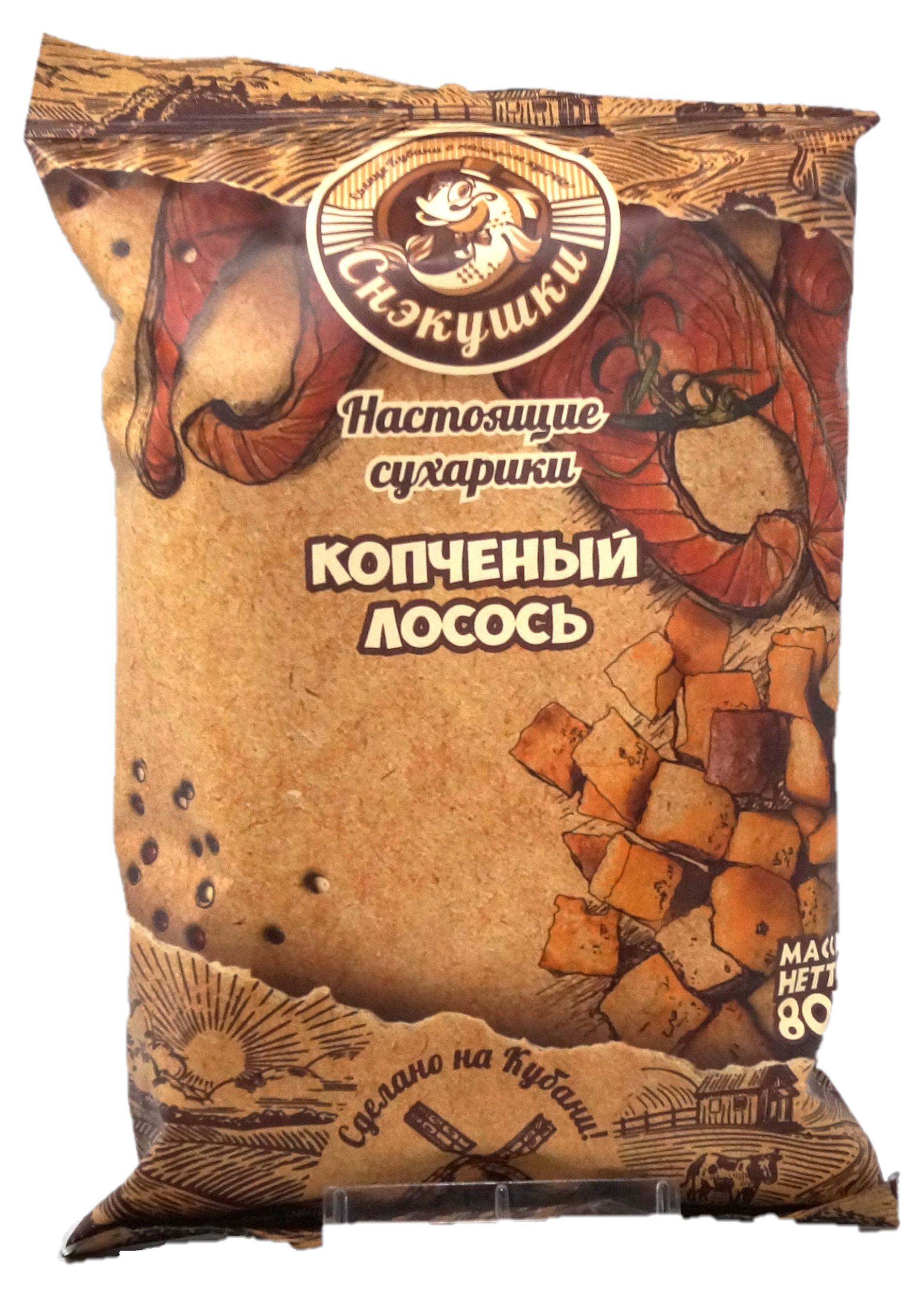 Сухарики Снэкушки копченый лосось, 80 г