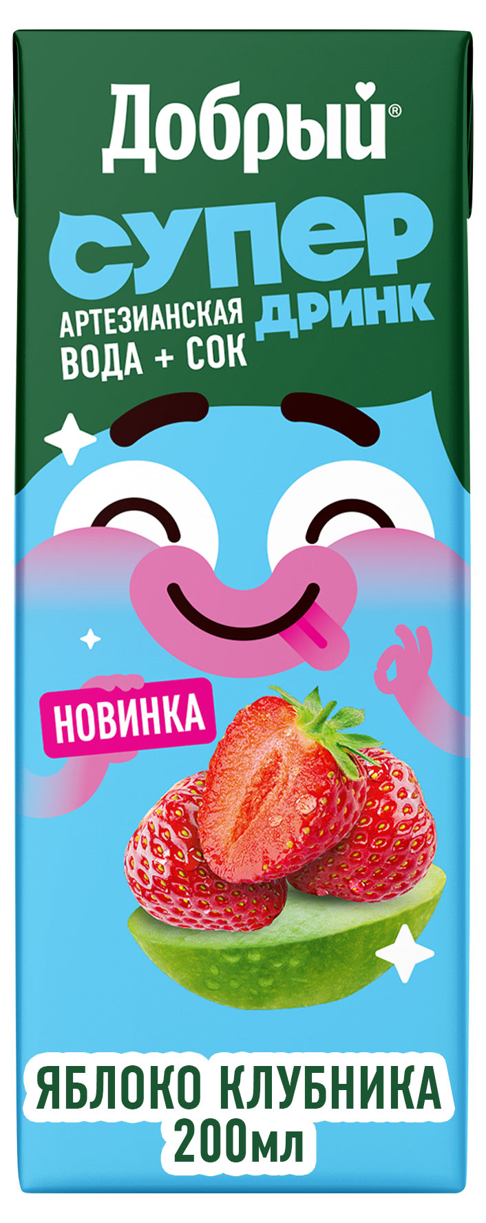 Напиток сокосодержащий Добрый Active kid яблоко-клубника, 200 мл