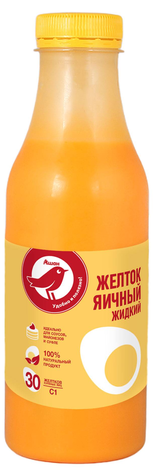 Желток яичный жидкий АШАН Красная птица пастеризованный охлажденный, 500 г