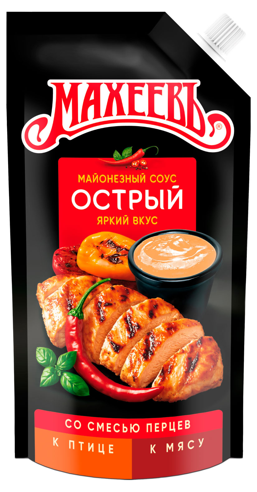Соус кулинарный майонезный МАХЕЕВЪ Острый со смесью перцев охлажденный, 200 г
