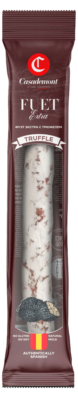 Колбаса сыровяленая Casademont Fuet Extra Truffle Фуэт экстра с благородной белой плесенью и трюфелем без глютена полусухая, 110 г